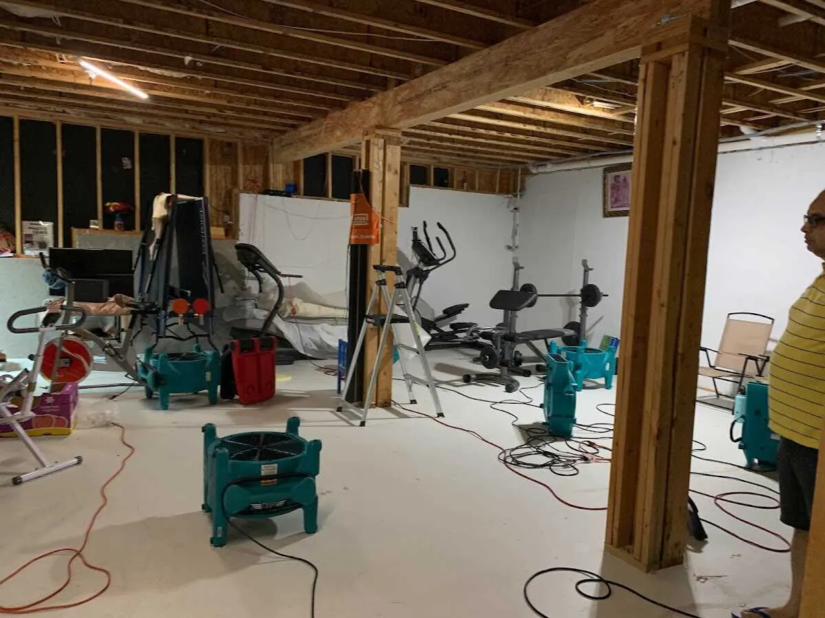 Basement drying equipment setup for Contents Cleaning & Restoration in Philomath